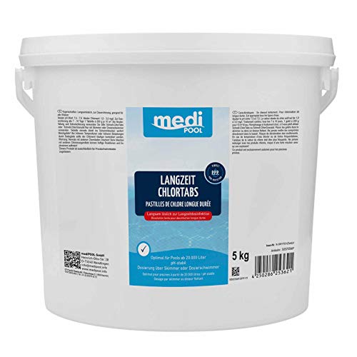 mediPOOL Langzeit-Chlor Tabs 200 g, Langzeitchlortabletten, Chlortabletten, Poolreinigung, Inhalt:5 kg von Medipool