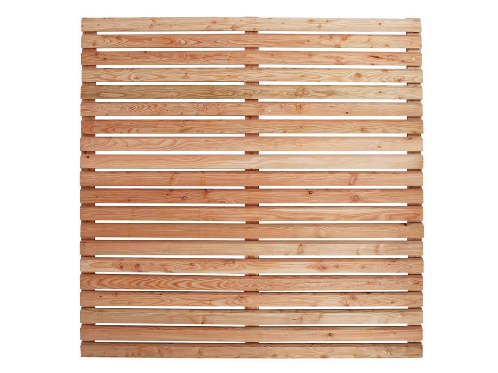Mega-Holz Sichtschutzelement Sichtschutzzaun Rhombus Lärche - Set, (Sparset, 7-St., Set bestehend aus Sichtschutz, Pfosten & Flechtzaunhalter) von Mega-Holz