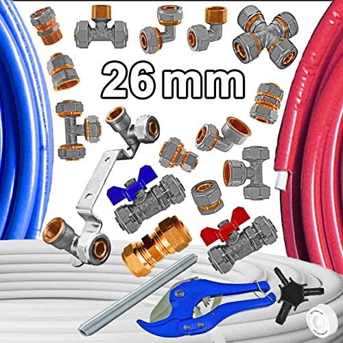 26mm alle 26er Schraubfittings | Komplettsystem | für Aluminium Mehrschichtverbundrohr ∅ 26 x 3,0mm >>> Übergang auf IG 26x3,0mm - 1/2 Zoll von MegaHaustechnik