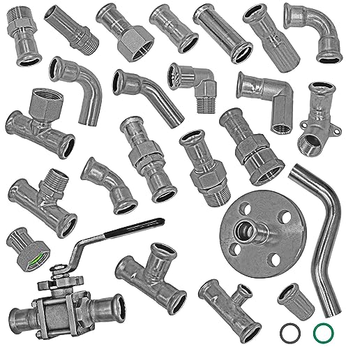 Edelstahl Pressfitting V4A | alle Sorten 15 bis 28mm | M-Kontur Profil passt zu Geberit Mapress Fittinge > Kugelhahn i-i | Für Rohr-Außendurchmesser 15mm von MegaHaustechnik