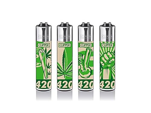 Clipper Feuerzeug Varianten 4er set's Lighter mit Kugelschreiber (420 fourtwenty Fire Flow) von Mein Landhaus