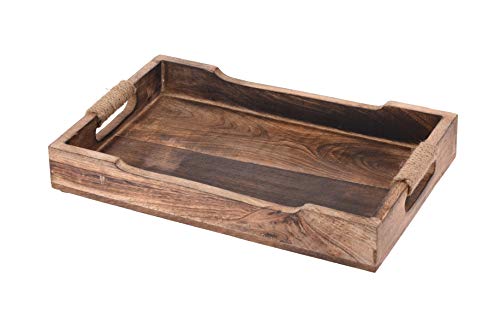 Meinposten. Tablett Serviertablett Holz Mango braun Holztablett Deko Dekotablett Dunkelbraun (Klein (31 x 20 cm)) von Meinposten.