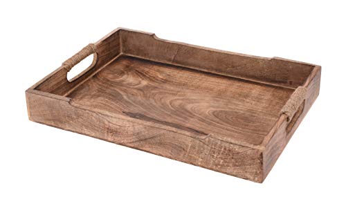 Tablett Serviertablett Holz Mango braun Holztablett Deko Dekotablett Dunkelbraun (Groß (46 x 30 cm)) von Meinposten.