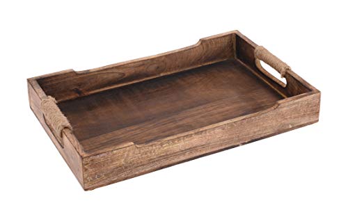 Tablett Serviertablett Holz Mango braun Holztablett Deko Dekotablett Dunkelbraun (Mittel (38 x 25 cm)) von Meinposten.