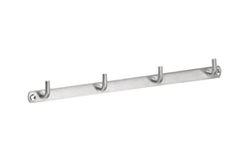 Metafranc Hakenleiste 310 mm - Edelstahl - 4 Haken - Neutrale Optik - Zur Wandmontage - Ideal für Badezimmer oder Küche / Handtuchleiste / Wand-Garderobe / Wandhaken / Handtuchhalter / 262141 Silber von Metafranc