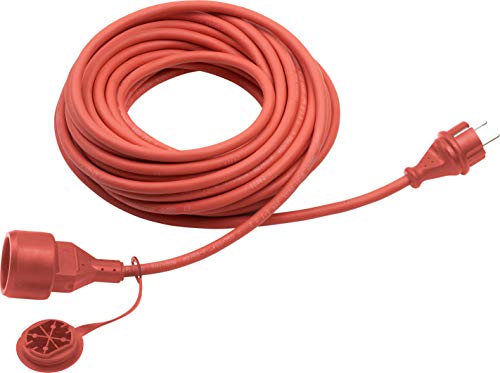 Meister Schutzkontakt-Verlängerung - 25 m Kabel - rot - Gummischlauchleitung - IP44 Außenbereich / Kupplung mit Berührungsschutz / Schuko-Verlängerung / 7435770 von Meister