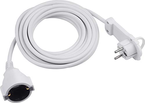 Meister Schutzkontakt-Verlängerung - Extraflacher Stecker - 5 m Kabel - weiß - IP20 Innenbereich / Verlängerungskabel mit Kinderschutz / Schuko-mit Flachstecker / Stromkabel / 7432530 von Meister