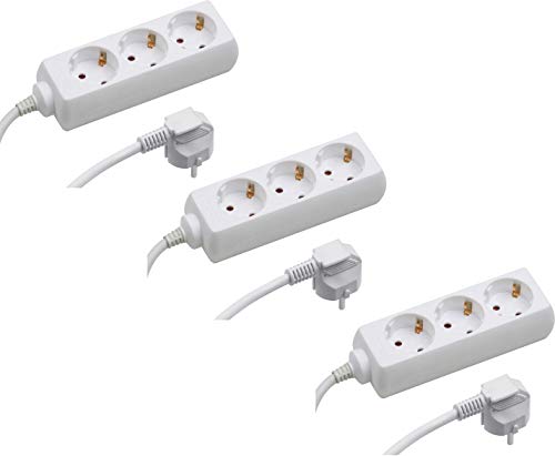 Meister Steckdosenleiste 3-Fach - 3er Set - 3 m Kabel - weiß - Kunststoffleitung - IP20 Innenbereich/Steckerleiste/Mehrfachsteckdose/Tischsteckdose/Tido 3-Fach / 7430800 von Meister