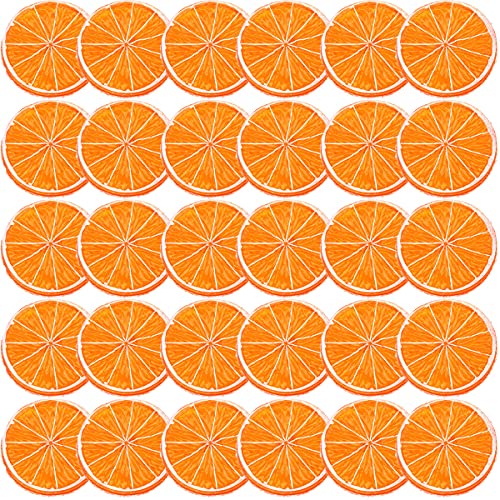 Meiwlong 30 PCS Künstliche Lebensecht Zitronenscheiben Gefälscht Realistisch Blöcke Faux Simulation Kunststoff Früchte Fest Büro Party Küche Tischplatte Haushalt (Orange) von Meiwlong