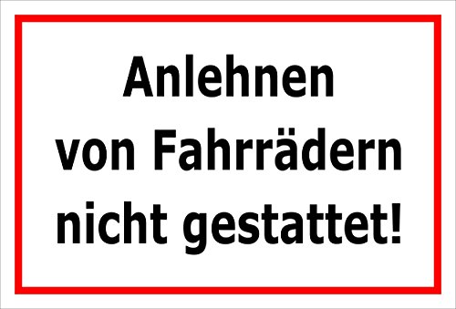 Melis-Folienwerkstatt Schild - Fahrräder anlehnen - 30x20cm | Bohrlöcher | 3mm Aluverbund – S00050-015-B -20 Varianten von Melis-Folienwerkstatt