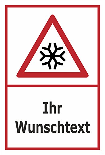 Melis-Folienwerkstatt Schild Glätte-Gefahr Wunsch-Text - 30x20cm - Bohrlöcher - 3mm Hartschaum – 20 VAR S00018-110-B von Melis-Folienwerkstatt