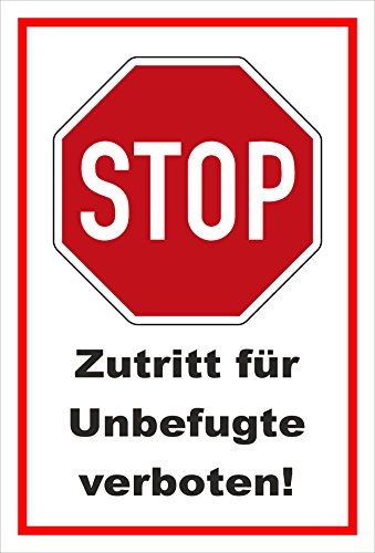 Melis-Folienwerkstatt Schild - Stop - Halt - Zutritt für Unbefugte verboten – 30x20cm mit Bohrlöchern | stabile 3mm Starke PVC Hartschaumplatte – S00357-003-B +++ in 20 Varianten erhältlich Melis-Folienwerkstatt Schild - Stop - Halt - Zutritt für Unbefugte verboten – 30x20cm mit Bohrlöchern | stabile 3mm Starke PVC Hartschaumplatte – S00357-003-B +++ in 20 Varianten erhältlich von Melis-Folienwerkstatt