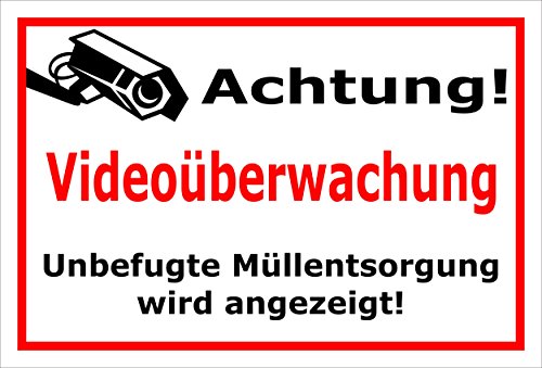 Melis Folienwerkstatt Schild - Video-überwachung - 45x30cm | Bohrlöcher | 3mm Aluverbund – S00348-004-B 20 VAR von Melis Folienwerkstatt