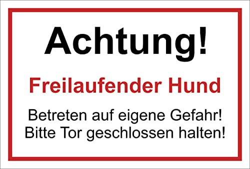 Schild Achtung - Freilaufender Hund 15x10cm - 3mm Hartschaum – 20 Var S00017-016-B von Melis-Folienwerkstatt