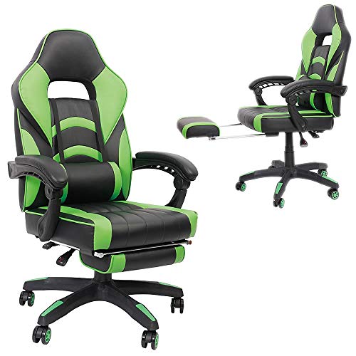Melko Gamingstuhl Ergonomischer Bürostuhl mit Fußstütze in Schwarz Grün Racing Stuhl Office Schreibtischstuhl Chefsessel Gaming Sessel Gamer Stuhl Racer Drehstuhl Sportsitz Melko Gamingstuhl Ergonomischer Bürostuhl mit Fußstütze in Schwarz Grün Racing Stuhl Office Schreibtischstuhl Chefsessel Gaming Sessel Gamer Stuhl Racer Drehstuhl Sportsitz von Melko