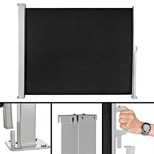 Melko Seitenmarkise ausziehbar Balkon Markise160x300 cm Polyester Sichtschutz Schwarz Seitenrollo Windschutz Seitenrollo von Melko