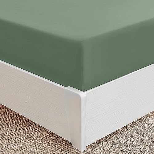 Mellanni Spannbettlaken 90x200cm Boxspringbett - Mikrofaser Spannbetttuch - Spannleintuch Bis 30cm Matratzenhöhe - Weich, Knitterfrei, Rundum Elastisch - (90x200 cm, Salbei) von Mellanni