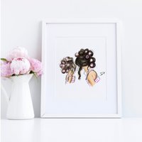 Kunstdruck Locken Und Mädchen | Fashion Illustration Print - Geschenke Für Mama Wohnkultur Muttertag Von Melsy's Illustrationen von MelsysIllustrations