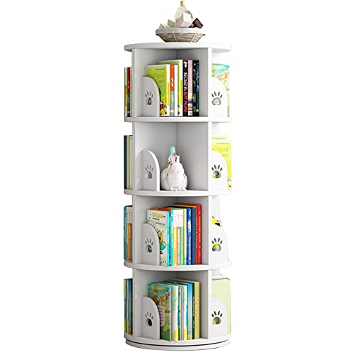 Mehrschichtiges Bücherregal Drehbares Bücherregal Bilderbuchregal for Kinder Bürolagerregal Zeitschriftenregal (Color : Weiß, S : 39x39x128cm) von Meng Wei shop
