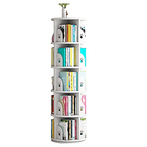 Mehrschichtiges Bücherregal Drehbares Bücherregal Bilderbuchregal for Kinder Bürolagerregal Zeitschriftenregal (Color : Weiß, S : 39x39x159cm) von Meng Wei shop