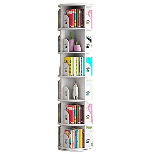 Mehrschichtiges Bücherregal Drehbares Bücherregal Bilderbuchregal for Kinder Bürolagerregal Zeitschriftenregal (Color : Weiß, S : 39x39x191cm) von Meng Wei shop