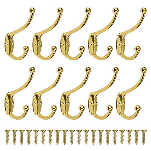 MengH-SHOP Kleiderhaken Wand Garderobenhaken Mantelhaken Vintage Metall-Legierung Haken mit Schrauben für Küche Bad Schrank Badezimmer 10stück Gold von MengH-SHOP