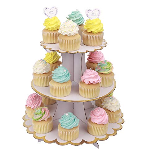 MengH-SHOP Tortenständer 3 Etagen Cupcake Ständer Muffin Ständer aus Karton für Hochzeit Party Geburtstag Baby Duschen Kuchen Dessert Torten Etagere von MengH-SHOP