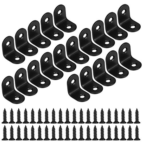 Winkelverbinder 90 Grad Winkel Klammern L-form Rechtwinkliges Edelstahl Ecke Klammer Möbel Angle Brackets mit Screws für Tabelle Stuhl Bücherregal 20 * 20mm Schwarz 20 Stücke von MengH-SHOP