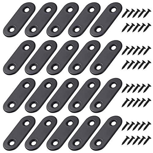 Winkelverbinder Flache Winkel Klammern Rechtwinkliges Edelstahl Ecke Klammer Möbel Flache Ecke Brackets mit Screws für Tabelle Stuhl Bücherregal 40 * 16mm Schwarz 20 Stücke von MengH-SHOP