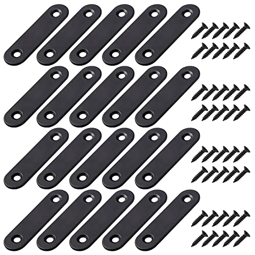 Winkelverbinder Flache Winkel Klammern Rechtwinkliges Edelstahl Ecke Klammer Möbel Flache Ecke Brackets mit Screws für Tabelle Stuhl Bücherregal 60 * 16mm Schwarz 20 Stücke von MengH-SHOP