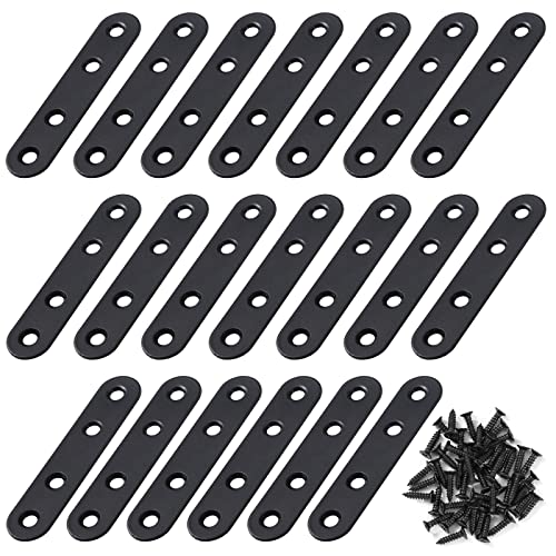 MengH-SHOP Winkelverbinder Flache Winkel Klammern Rechtwinkliges Edelstahl Ecke Klammer Möbel Flache Ecke Brackets mit Screws für Tabelle Stuhl Bücherregal 80 * 17mm Schwarz 20 Stücke von MengH-SHOP