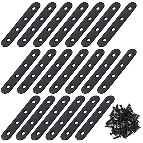 MengH-SHOP Winkelverbinder Flache Winkel Klammern Rechtwinkliges Edelstahl Ecke Klammer Möbel Flache Ecke Brackets mit Screws für Tabelle Stuhl Bücherregal 97 * 17mm Schwarz 20 Stücke von MengH-SHOP