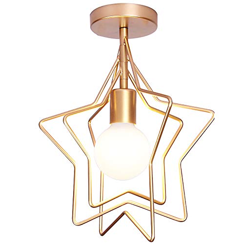 Mengjay Deckenleuchte LED Schlafzimmerlampe Deckenlampe Kreative Modern Landhaus Stil Eisen Kronleuchter E27 Lampenfassung für Innen Wohnzimmerlampe Kinderzimmer Esszimmer Küche Flur Deko (Gold) (B) von Mengjay