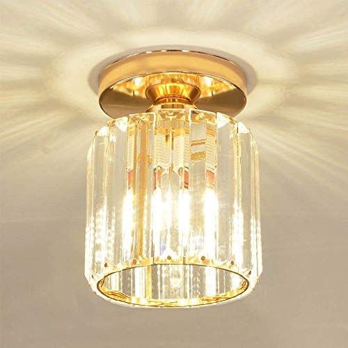 Mengjay Moderne Deckenlampe Kristall Deckenleuchten Wohnzimmerlampen küchenlampen Semi Flush Mount Deckenleuchter für Wohnzimmer Küche Büro Schlafzimmer Esszimmer,Golden von Mengjay