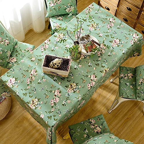 Menkala Tischdecke Abwaschbar Blumen Vintage Landhausstil Tischtuch Outdoor Baumwolle Grün Tischdecken Pflanzen Geblümt Esszimmertische Couchtisch Geburtstag Party Küche Tisch Dekoration 135x300cm von Menkala