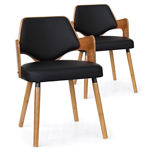 Menzzo Set mit 2 Stühlen Stuhlgruppen, Holz, schwarz, L51 x T51 x H72 cm Sitzfläche H44 cm von Menzzo