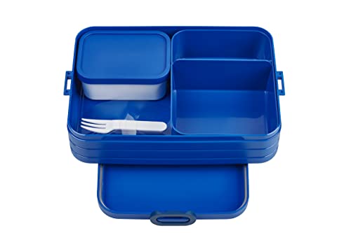 Mepal Brotdose Large - Brotdose mit Bento Box - Für 4 Sandwiches oder 8 Brotscheiben - Lunchbox für kleine Snacks & Reste - Brotdose Erwachsene - Essenbox mit Fächern - Vivid blue von Mepal