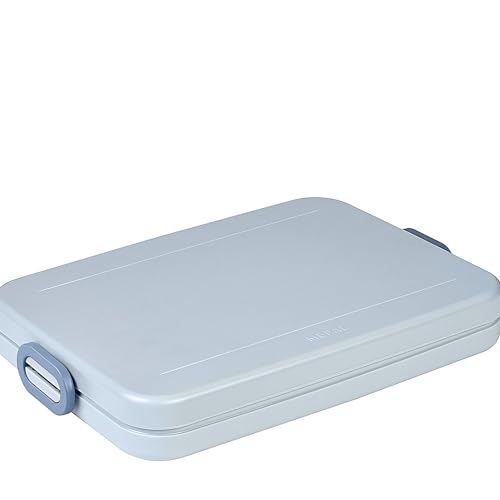 Mepal Brotdose Flat – Brotdose To Go - Lunchbox für 2 Sandwiches oder 4 Brotscheiben - Meal Prep Box - Brotdose Erwachsene - Essenbox mit Unterteilung - Nordic blue von Mepal