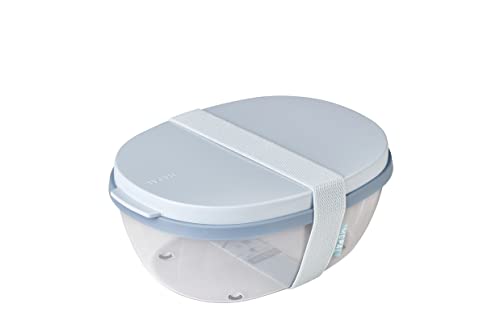 Mepal - Salatbox Ellipse - Salat-Lunchbox mit mehreren Fächern - Bento-Box für Salate unterwegs - Gesundes Mittagessen & Lifestyle - Plastik Meal Prep Box - 1300 ml + 600 ml - Nordic blue von Mepal