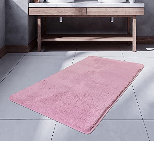 MeralHome Badezimmerteppich dunkelrosa groß 80 x 150 cm, weich rutschfest waschbar Badematte, Badteppich für Badezimmer, Badvorleger für Bad und Toilette von MeralHome