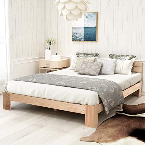 Merax Holzbett Doppelbett | 200 x 140 cm | Massivholz | Bettgestell | Lattenrost | Futonbett | Kieferbett | Natürliche Farbe Merax Holzbett Doppelbett | 200 x 140 cm | Massivholz | Bettgestell | Lattenrost | Futonbett | Kieferbett | Natürliche Farbe von Merax