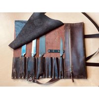 Messerrolle Aus Leder. Kochrolle. Geschenk Für Chefin. Messertasche Chefs. Rolle Chefs Tasche Messer Aufbewahrung Maßanfertigung Ledertasche, Für Ihn von MerifaLeather