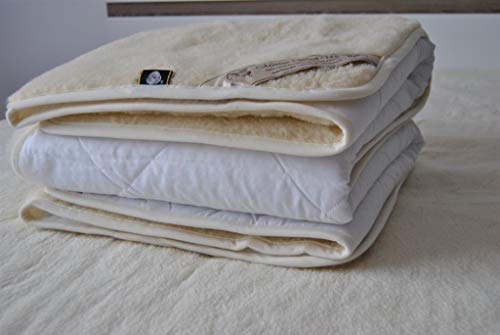 Merino Wool Matratzenauflage, Woolmark-zertifiziert, natürliche Wolle, Fleece, Naturprodukt, wendbare Wollunterdecke, Kingsize, 150 x 200 cm von Merino Wool