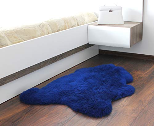 Merino Wool Hand Made Echt Natur 100% Wolle Schaffell Teppich Sofa Stuhl Bezug Pad Lammfell Teppich Pad (Blue) von Merino Wool