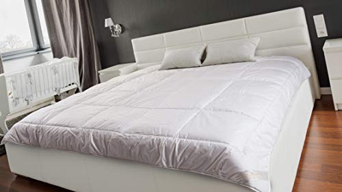 Verkaufsset - Merinowolle - Bettdecke aus natürlicher Wolle 140 x 200 cm + Kopfkissen 45 x 75 cm, Natur und Leichtigkeit. - Baumwolle + Wolle von Merino Wool