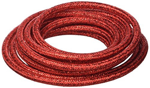 merlotti 20355 Kabel Elektro Rund Schlauchleitung H03VV-F 2 x 0.75, Lamé rot, 3 m von Merlotti