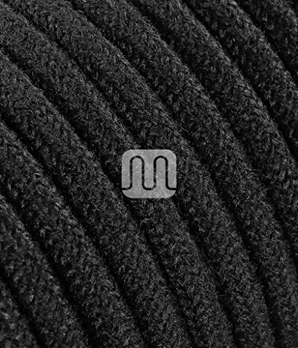 merlotti 20365 Elektrische Kabel rund H03VV 2 x 0,75, Canvas Schwarz, 3 m von Merlotti