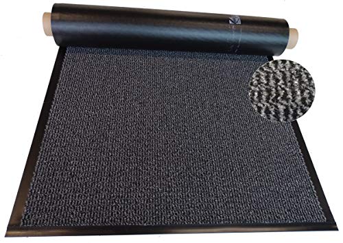 Mertex Schmutzfangläufer Meterware 120 cm grau-schwarz meliert - Schnittkanten mit Randprofile (120 x 600 cm, grau) von Mertex