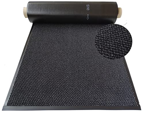 Mertex Schmutzfangläufer Meterware 120 cm schwarz meliert - Schnittkanten mit Randprofile (120 x 500 cm, Dark) von Mertex