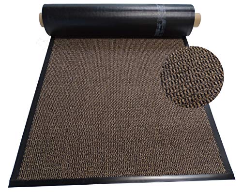 Mertex Schmutzfangläufer Meterware 90 cm braun-schwarz meliert- Schnittkanten mit Randprofile (90 x 800 cm, braun) von Mertex